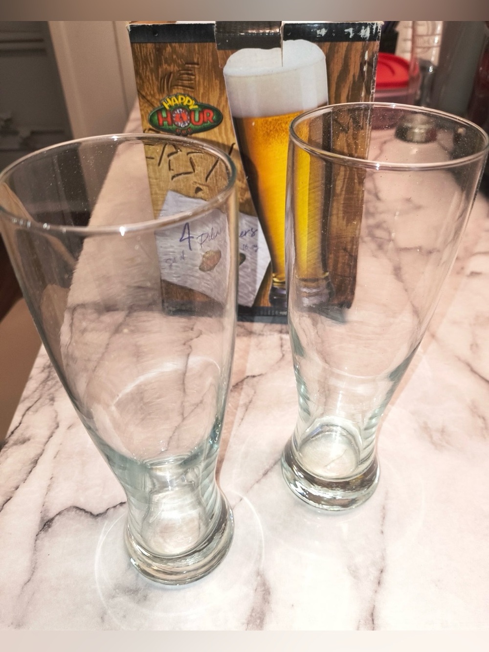 set of four 16 oz Happy Hour Pub Pilsner Glasses